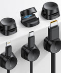 Spring Lock Cable Clips 6 Pack For Desk Nightstand Wall Car Office Cord Management Adhesive Wire Organizer For Phone Chargers showing installation and use