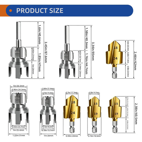 Dual Function Pipe Threading And Reaming Tool Kit For Half Inch And Three Quarter Inch PVC And PPR Pipes Quick Thread Alignment Damaged Thread Repair And Smooth Cutting For DIY Projects And Pro Plumbing Jobs size chart with threading and reaming tools