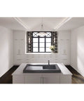 Minimalist kitchen with Hopewell Steel Bar Pull M993 15 Inch Center-To-Center Flat Black Cabinet Pulls on white cabinets