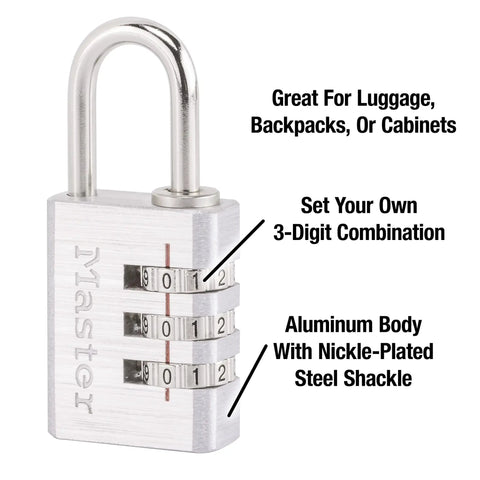 Set Your Own Small Aluminum Lock For Travel Backpacks Cabinets And Zippers With A Three Digit Code One And One Sixteenth Inch Wide