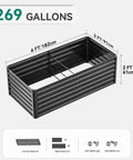 Diagram of Two Pack Galvanized Raised Garden Bed Kit 6x3x2 Ft showing dimensions and parts included.