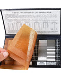 Surface Finish Comparator Set Ra 0.05 To 12.5 Micrometers, 30 hardened steel blocks inside an open case for roughness checks