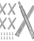 16 Inch Full Extension Drawer Slides With 4 Pairs 8 Pieces Ball Bearing 3 Fold Full Extension Side Mount 100 Lb Capacity Silver Drawer Slides For Cabinets, with screws