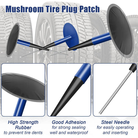 Mushroom tire plug patch from All In One Tire Patch Kit 24 Plus 3 Pieces For Puncture Repair With 36 46 60 Mm Patches.