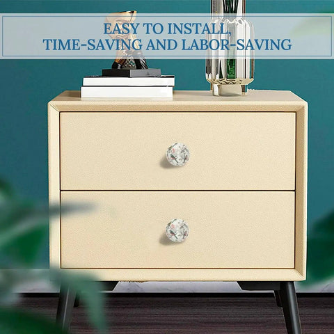 Round Cabinet Knobs With Screws For Dresser Kitchen And Bathroom, Stainless Steel Hardware, 1.1-inch floral knob on beige drawer