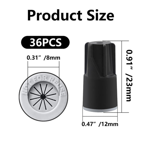 36 Pack Waterproof Wire Nut Connectors For Outdoor Electrical Wiring, Weatherproof Twist-On Caps, Black, size dimensions shown