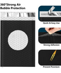 Black 4x8 Inch Bubble Mailers 50 Pack Padded Envelopes With Strong Adhesion And Cushioned Protection for jewelry shipping