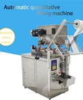 Industrial Grade Game Changer Automatic Paste And Liquid Filling Machine With Quick Mix Hopper For Thick Sauces Honey Olive Oil Vinegar Auto Bag Sealer Plus Cutting System 110V, stainless steel, horizontal mixing hopper
