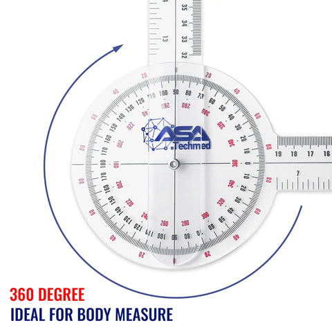 Six Piece Spinal Goniometer Set With 360 Degree Protractor And Finger Goniometer, The Go To Tool For PTs And Rehab Pros, Includes 12 8 And 6 Inch Angle Rulers For Medical Range Of Motion Assessment