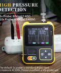 2 In 1 Handheld Digital Oscilloscope And LCR Transistor Tester Kit with PWM Signal Generator on wooden table displaying waveform