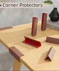 Self Adhesive Rubber Corner Protectors For Walls And Furniture, Brown Baseboard Edge Guards with Cushioned Corner Blocks, 8 Pcs displayed