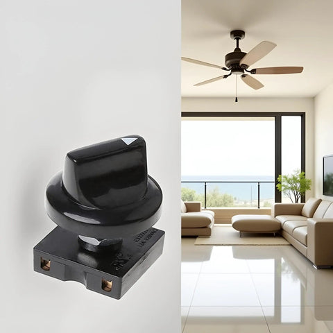 4-Position Rotary Fan Switch With 3 Speeds Plus Off Wall Mounted Ceiling Fan Control Isolator And Governor in living room