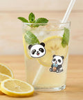 Glass with lemonade and mint leaves featuring panda stickers from the 12 Piece Sublimation Paper Set For Sublimation Printers And Ink