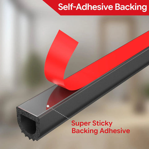 EPDM Rubber D Shaped Weather Stripping 26Ft RV Door Seal With Strong Self Adhesive showing red backing peel
