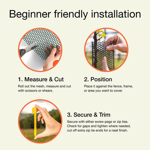 Installation steps for Heavy Duty Plastic Chicken Wire Fence For Pet Protection 15.7 Inches By 10 Feet Black HDPE Mesh.