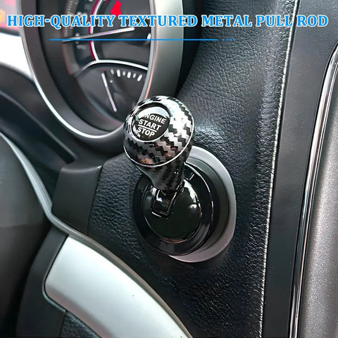 Carbon Fiber Push To Start Button Cover For Car Joystick Upgrade, Alloy Button Cap In Black Finish, Durable Construction Easy Install on car start button
