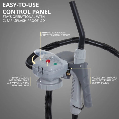 Electric Fuel Transfer Pump With Adjustable Flow Nozzle For Fast Siphoning From Gas Cans To Cars And Equipment, fits standard cans