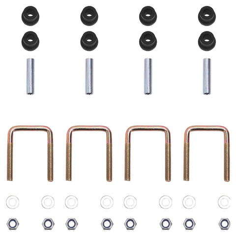 Heavy Duty Golf Cart Rear Leaf Spring Kit With Complete Bushings And Sleeves For Ezgo Txt Gas Electric Carts 1995 2013 showing bushings and U-bolts.