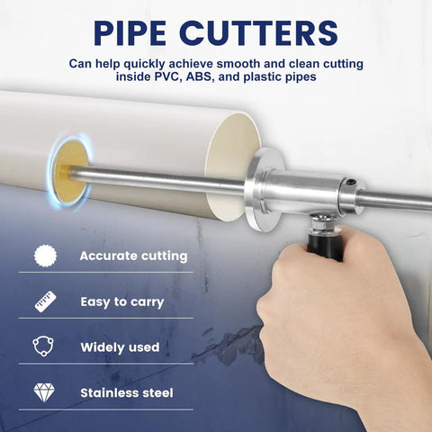 Close-up of Knockdown Inside Pipe Cutter Kit For Cordless Drills, stainless steel cutting PVC, ABS pipes accurately.