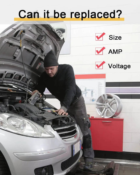 Mechanic checks car's electrical system using 20 Pack 30 Amp Car Fuses With Easy Read Amp Rating, Clear Housing For Quick Visual Check.
