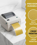Printer with Golden Thermal Label Paper for Shipping And Mailing Self Adhesive Labels With Smooth Surface That Resists Blackening