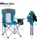 Heavy Duty Camping Folding Chair For Adults With Cup Holder And Cooler Pouch Plus Side Pocket Sturdy X Frame And Easy Setup shown folded and open