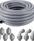 3/4 Inch Flexible Non Metallic Electrical Conduit 25 Foot Liquid Tight PVC Sheathing Heavy Duty Cable Protector with fittings.