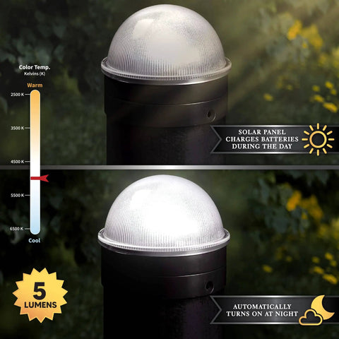 Summit Chain Link Solar Post Cap Black With High Output LED Lights Up Automatically At Night Fits 1 7/8 In To 3 In Posts