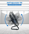 20 Inch High Velocity Industrial Floor Fan With 3 Speed Settings, Heavy Duty Metal Cradle, 360 Degree Tilt, in open space