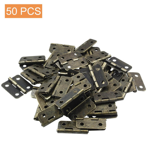 50 Pcs Mini Bronze Hinges Set for Jewelry Boxes and Small Cabinets 18x16mm Antique Bronze Decorative Hinges with screws