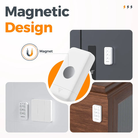 Plug And Play Remote Control Outlet Kit With Three Outlets And One Remote For Indoor Lamps, magnetic design display