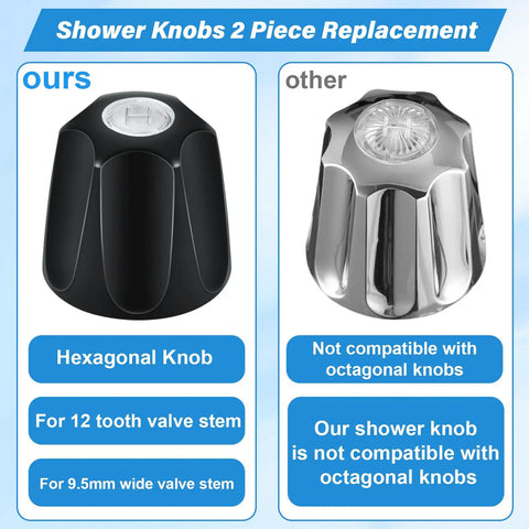 Comparison of Matte Black Shower Knob Set For Verve Tub And Shower Handles 2 Piece Replacement Must Have 12 Tooth 9.5mm