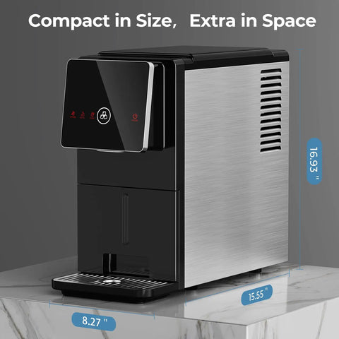 Countertop Nugget Ice Maker With Self Cleaning, Portable Ice Maker Producing 35 Lbs Per Day, self dispensing on marble