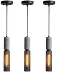 Concrete Linear Pendant Light With Metal Mesh Shade Set For Kitchen Island And Dining Room Black 3 Pack Modern Industrial Ceiling Lights