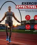 Man using Heavy Weighted Jump Rope For Full Body Workout 9.2ft Length 2.8lb Rope For Cardio Burn And Fitness Boxing Training Home Gym