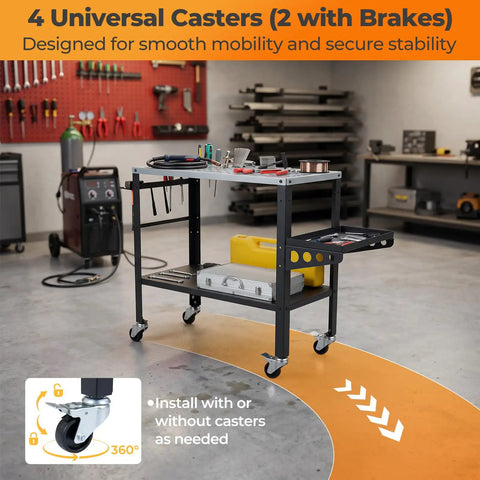 Built Tough Rolling Welding Table With 1200 Pound Support Go Wherever You Want Heavy Duty Metal Workbench Offering Heat Resistant Plate Rapid Clamping Slots Integrated Tool Shelf For Badass Garage Project Crews