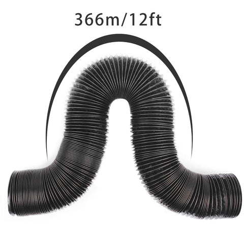 4 Inch Flexible Duct Hose, 12 Foot Black Vent Tube With 4-Layer Aluminum Construction coiled in arch shape, shown with length