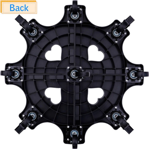 Back view of 20 Inch Heavy Duty Rolling Plant Caddy With Casters For Indoor And Outdoor Use Large Plant Dolly with heart shapes.