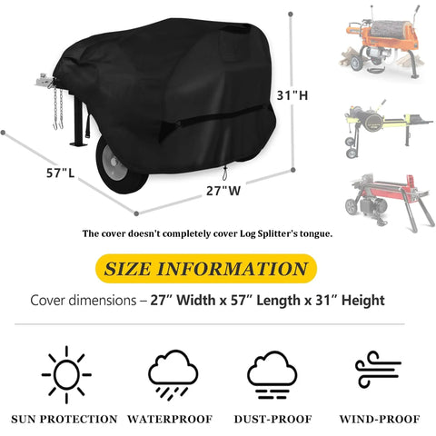 Rugged Waterproof Log Splitter Cover 57 Inch Long 27 Inch Wide 31 Inch High Fits 15 To 27 Ton Gas Or Electric Wood Splitters