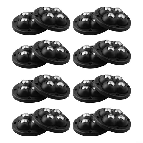 16 Pack Mini Caster Wheels Swivel Ball Transfer Base For Appliances Easy Peasy Peel Stick Rock Solid Countertop Movers Scratch Guard Setup Smooth Rolling Glide Pads, black ball transfer pads stacked.
