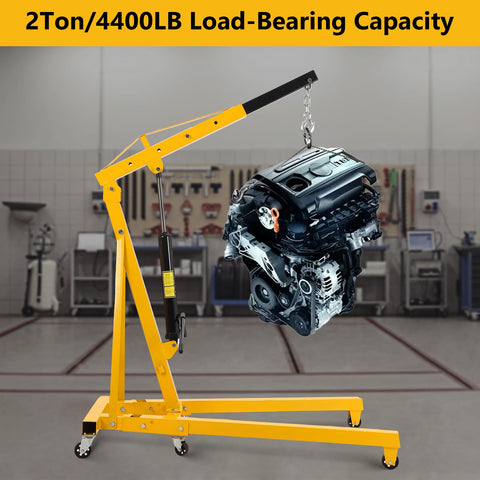 2 Ton Engine Hoist Heavy Duty Folding Hydraulic Cherry Picker With Lever And 6 Casters Full Kit lifting engine