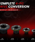Upgraded Low Profile Impact Socket Adapter Set Perfect For Tight Spaces With Cr-Mo Construction And A Complete 4-Pc Kit To Convert Drive Sizes Smoothly, 4-piece adapters shown