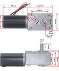 Beefy 12V DC Worm Gear Motor With 8mm Output Shaft High Torque Turbo Geared Motor And Gearbox dimensions front and side view