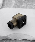 Two Pack 3 Pin 2W DC 12V To 14V Solenoid Valve Coil With LED Indicator Connector DIN 43650A PG11, side view, brown.