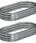 Galvanized Oval Raised Garden Bed 8x4x1ft Two Pack Outdoor Planter Box Kit For Veggies Flowers Herbs Metal Patio Garden Bed
