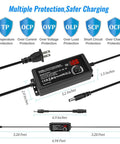 Universal AC DC Power Supply Adapter 72W Adjustable 3V To 24V Output With Voltage Display, 14 Tips And 1 Reverse Polarity Cable
