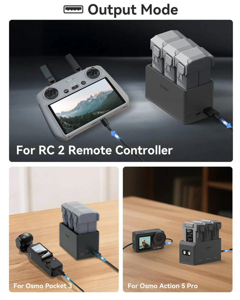 Ultra Portable 100W Drone Power Station With 27000mAh Battery charging DJI RC 2, Osmo Pocket 3, Osmo Action 5 Pro.
