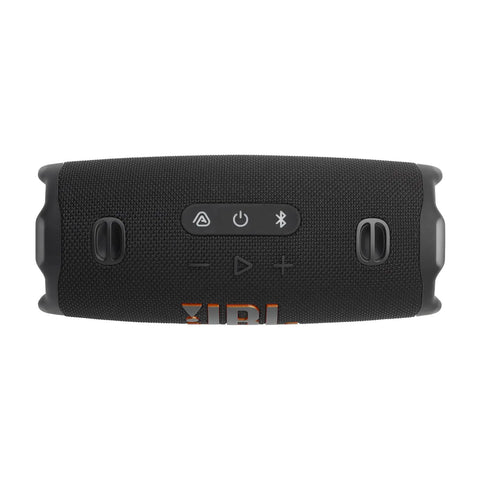 Top view of Rugged Waterproof Bluetooth Speaker With AI Sound Boost And Boss Level Bass, Up To 28 Hours Of Playback, showing control buttons