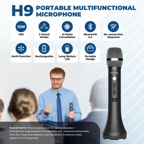 Person using All-in-One Wireless Voice Amplifier With Built-In Microphone For Teaching, Speaking, And Karaoke, 15W Output