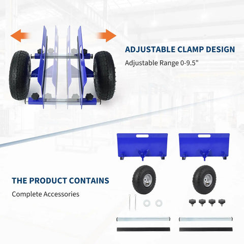 Heavy Duty Panel Moving Dolly With 600 Lb Capacity, All Terrain 10 Inch Inflatable Tires, Adjustable Clamp From 0 To 9.5 Inches